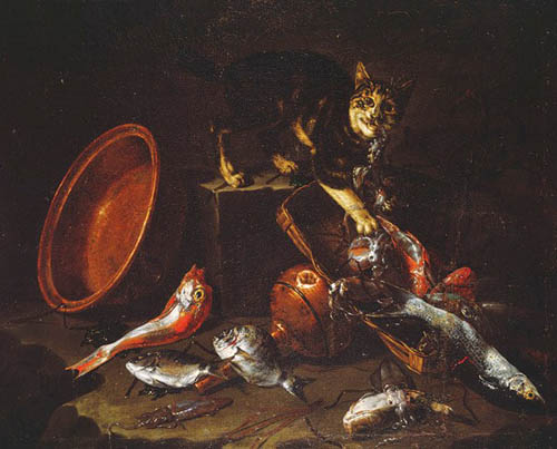 1 Giuseppe Recco (Italian, Neapolitan, 1634–1695) Cat Stealing Fish