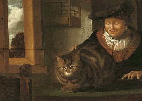 rembrandt-nasladowca-mezczyzna-glaszczacy-kota-XVIIw