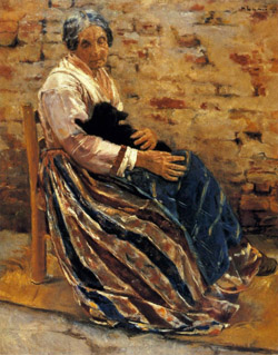 Max Liebermann, Old woman with a cat 1878, Getty Museum